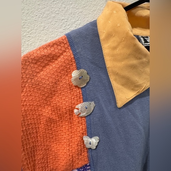 Vintage Faith Patchwork Boho Floral Button Front Collared Cropped Top Size Small - Picture 3 of 16